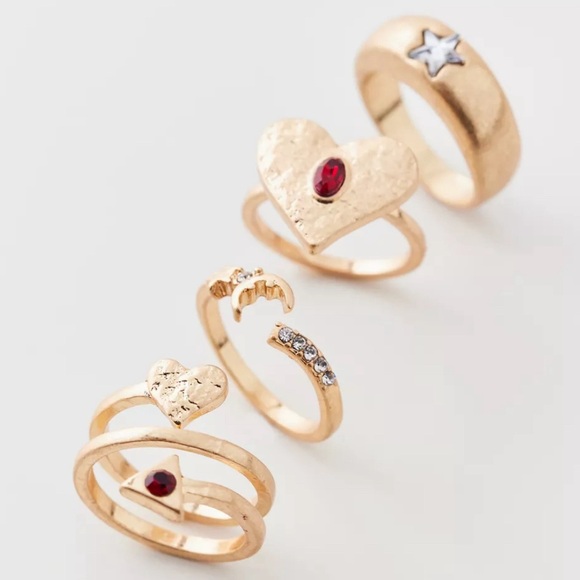 NWT Rhea Red Rhinestone Ring Set - Picture 1 of 7